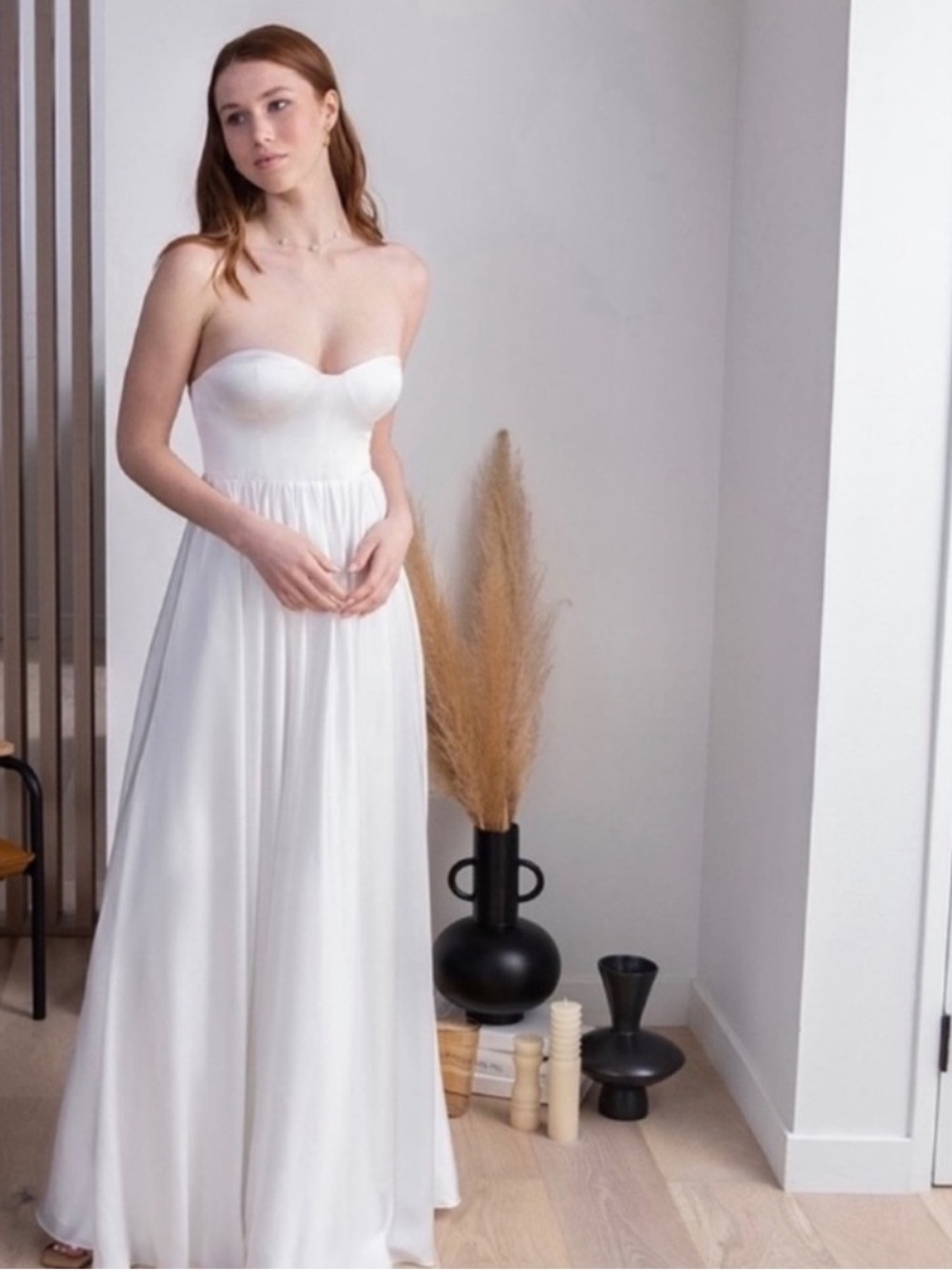 Fame and Partners The Ambrose
Dress Size 10 Strapless White Maxi Dress - Elegant